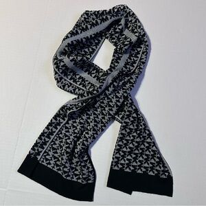 Michael Kors Scarf Black Silver Metallic MK Logo Monogram Designer